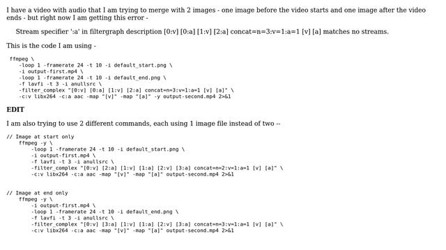 ffmpeg - merge images with video