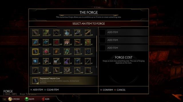 Some Completed Forge Recipes (Mortal Kombat 11)