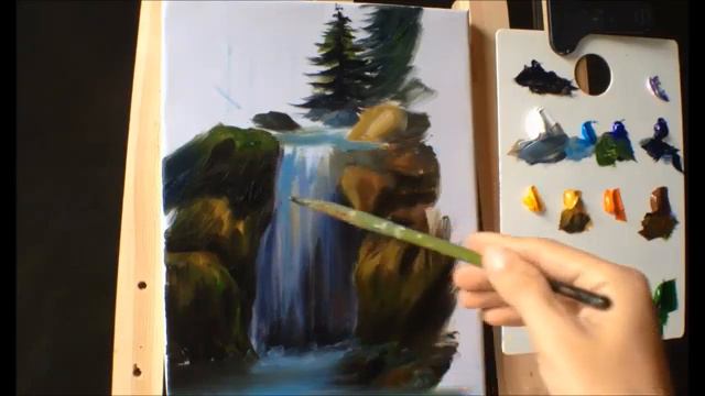 How to Paint  Waterfall With Acrylics Lesson 2 ( PART 1)