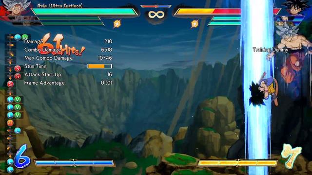 UI Goku corner 6518 meterless combo (2 B assists).