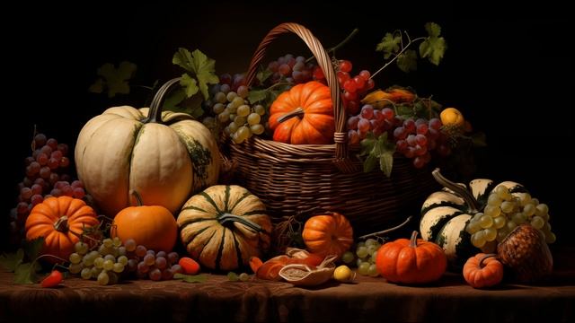 Thanksgiving Pumpkins | Fall Flowers | Art For Frame TV | Paintings | Screensaver | TV Art Music