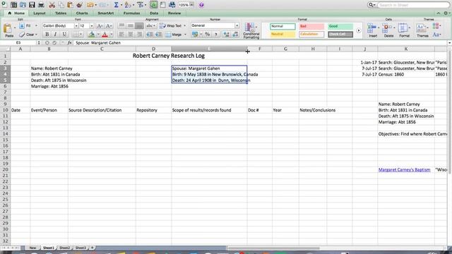 Creating an Excel Table Research Log - Part 1: Building the Spreadsheet