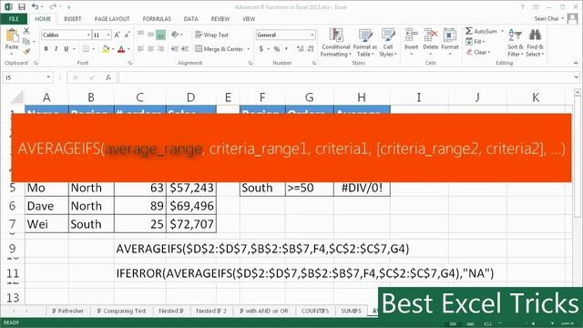 Excel Training Video AverageIF and IFerror