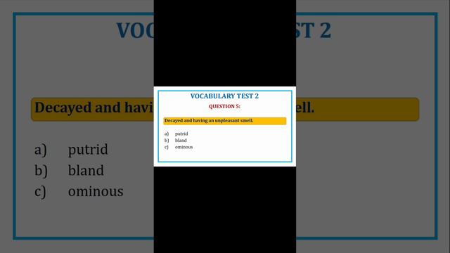Upcoming vocabulary test with answers and examples