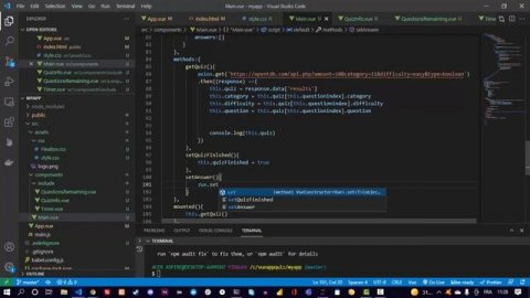 Store the user answers