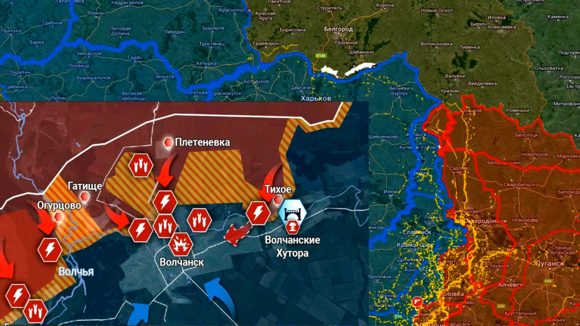 Карта боевых действий. Бои на Харьковском направлении с 10 по 12 мая