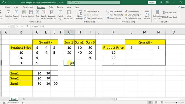 How Changes Formula (Cell, Range Address) in Excel (Hindi)