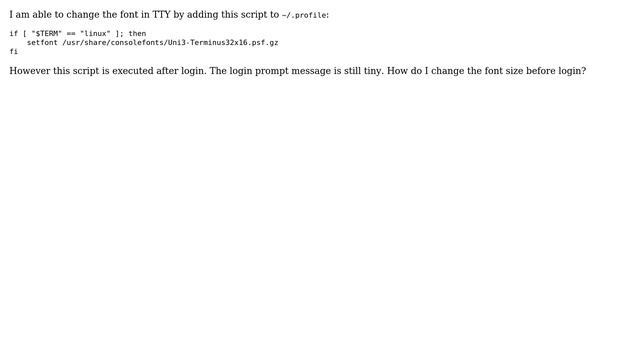 Ubuntu: How do you change TTY font size before login?