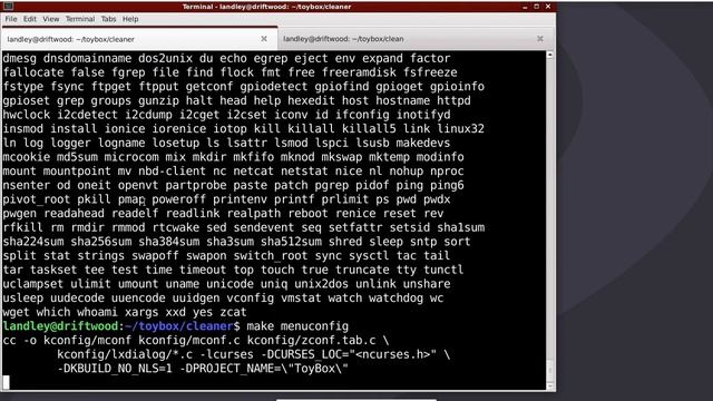 Compiling toybox from source code.