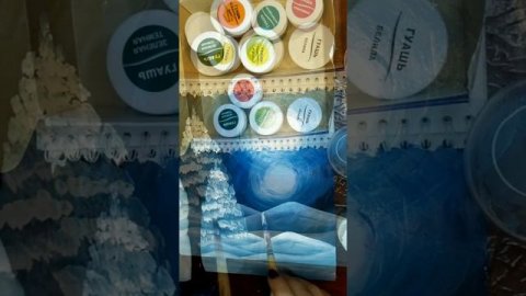 Белые медведи, снегопад, ёлка гуашью. Лёгкий способ рисования гуашью. Рисунок медведей. ?????