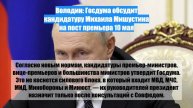Володин: Госдума обсудит кандидатуру Михаила Мишустина на пост премьера 10 мая