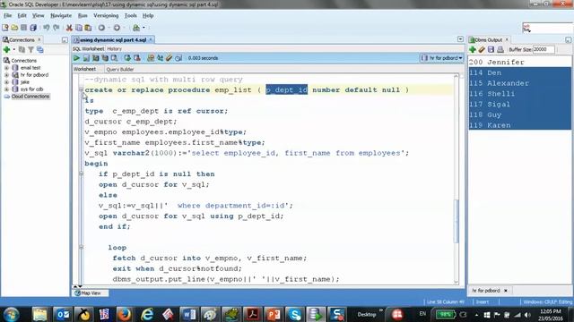 71125 Oracle PLSQL: Dynamic SQL  REF Cursor