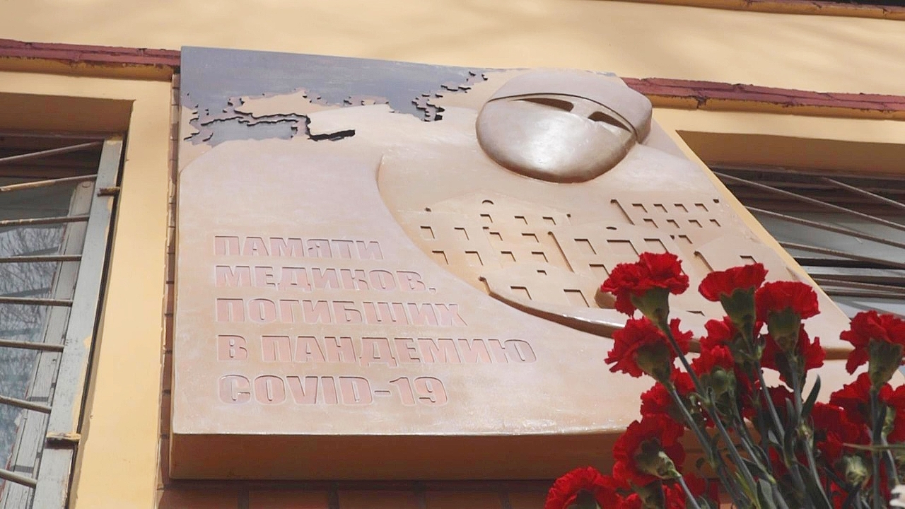 В память о новгородских медиках, погибших в разгар пандемии, установили скульптурную табличку