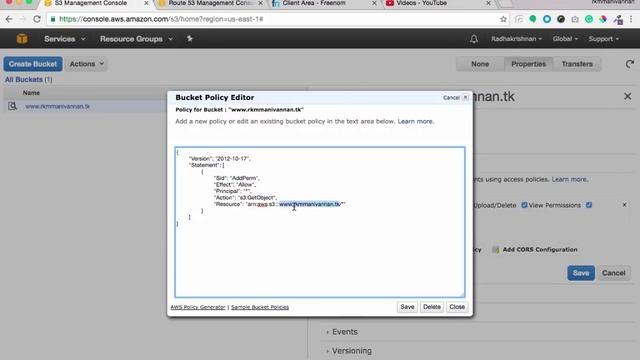 setting up static website with s3 bucket using custom domain name in route 53 in aws