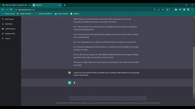 Using ChatGPT to Write a Movie Script
