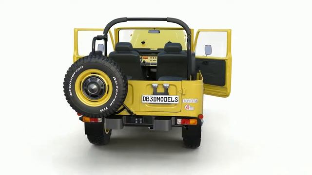 Toyota Land Cruiser FJ 40 Top Down with Chassis and Interior 3D Model