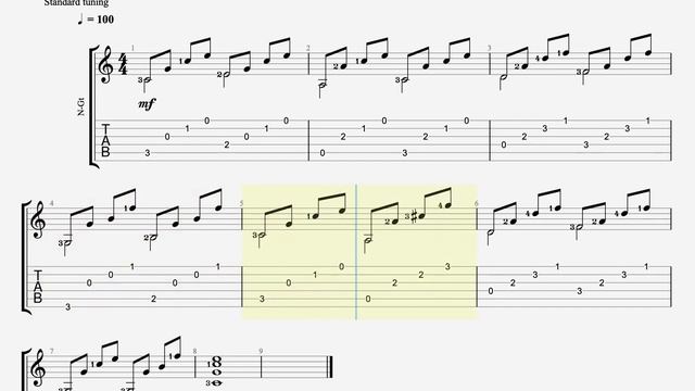 PRELUDE IN C MAJOR by MATTEO CARCASSI classical guitar tab