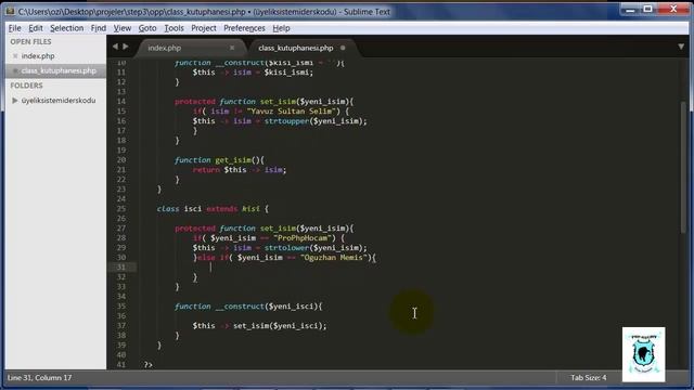OOP- Nesne Tabanlı Php – Override 2 – Ders 20