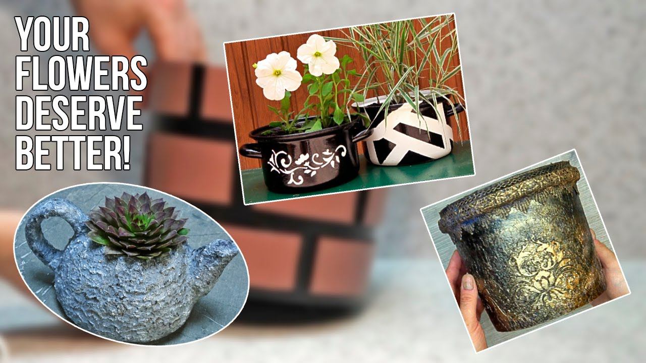 These 4 flower pots will surprise you with their ease of making and the result! Don't miss this oppo