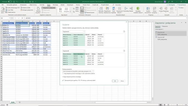 Jak porównać zawartość dwóch tabel w Power Query?