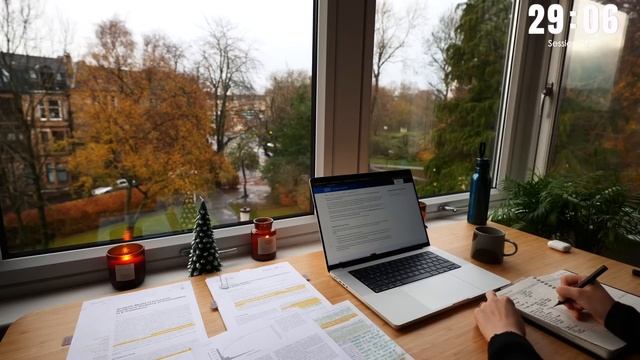 3 HOUR STUDY WITH ME | Background noise, 10-min Break, No music, Study with Merve