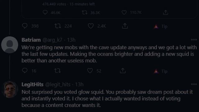 Minecraft players' reaction to Glow Squid winning Mob Vote 2020