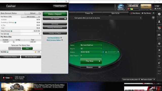 PokerStars - How to get Free Play Money