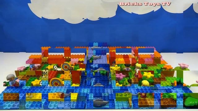 Строим из Lego Duplo, Build and Play Lego - Train Bridge (10872) by the river (железнодорожный мост