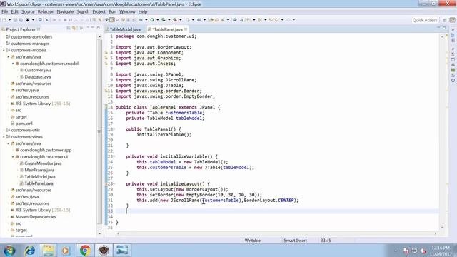 12 Học lập trình Java Core - Tạo và xử lý JPanel chứa JTable