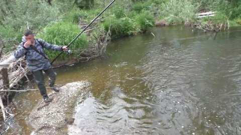 67 Серия Рыбная Яма Тайга, резкий поворот реки Даугли. несколько срывов