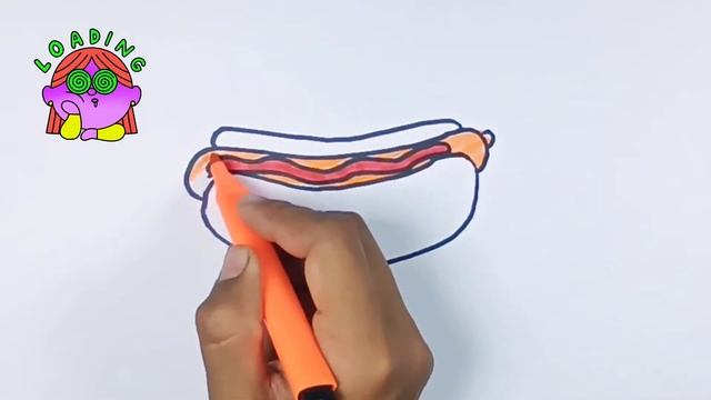 How to draaw a hotdog  Как нарисовать сосиску в тесте  Сурет салу хотдог