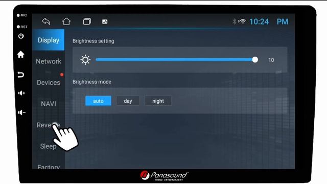 Back camera video resolution setting in Panasound TS7 Android car stereo