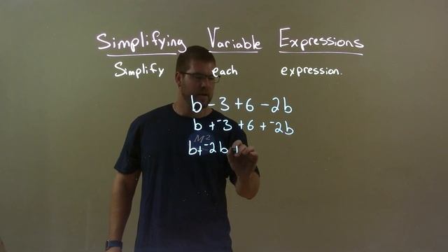 Simplify b-3+6-2b