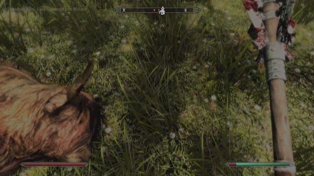 Fighting Off The Cow in Skyrim