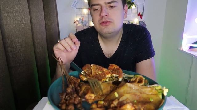 МУКБАНГ! Шашлык и овощи! Mukbang chinese barbeque 먹방 Eating show