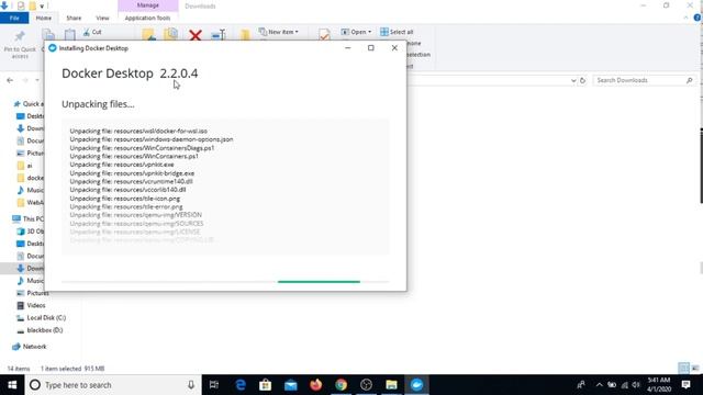 Docker desktop installation on Windows 10
