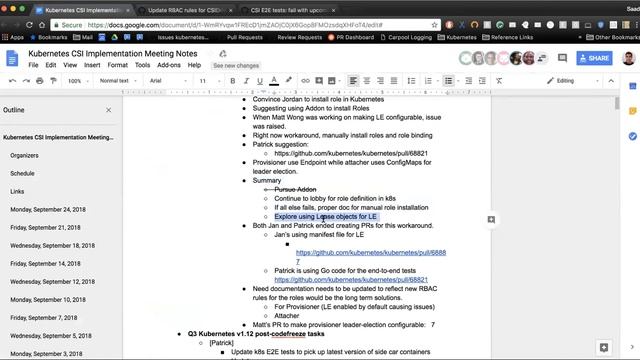 Kubernetes SIG Storage - CSI Implementation Workgroup 20180924