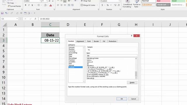 How to Use any Date Format in Excel - Custom Date Formats Excel in Hindi / Urdu