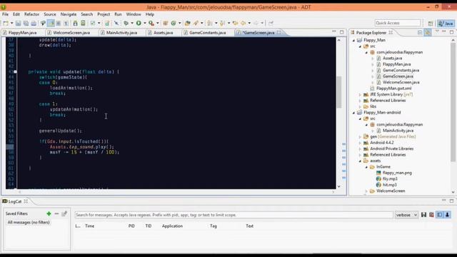 Detecting collision 06 : Android game development Tutorial Flappy Man