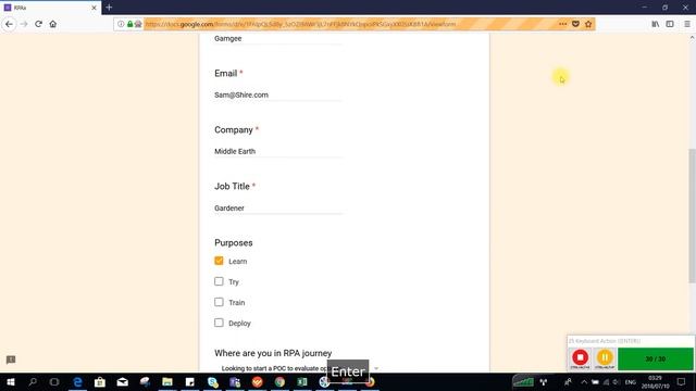 Irshaad KarrimAssignment 8: Google Form (Excel actions - Get Range)