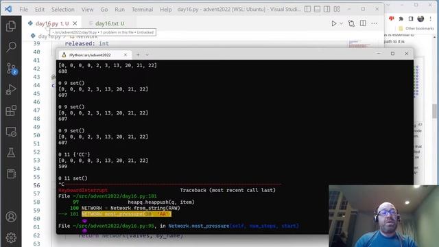 Joel Grus - Advent of Livecoding 2022 - Day 16 - Part 1
