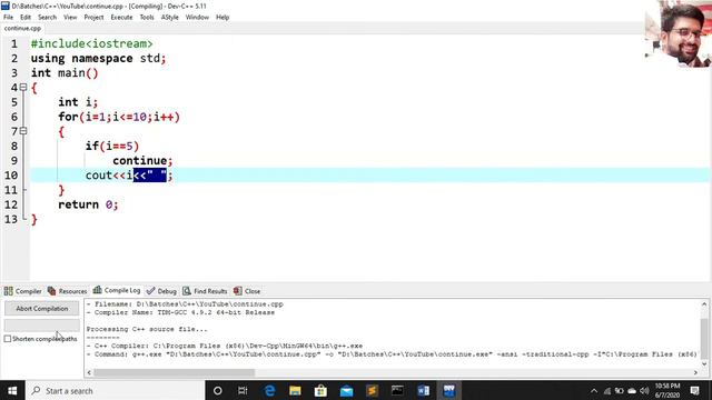 continue keyword in c++ | How to use continue keyword in c++