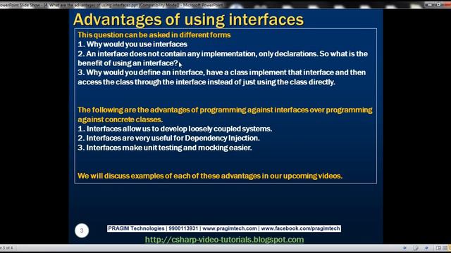 Part 4   What are the advantages of using interfaces