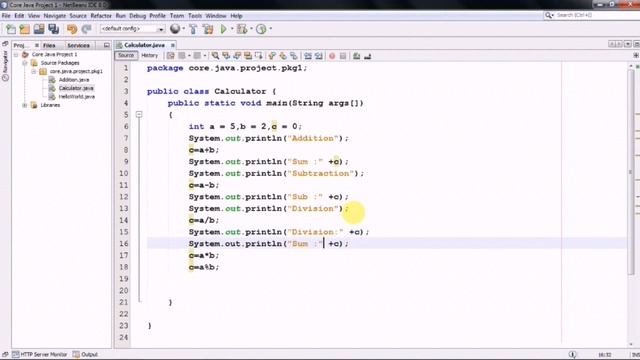 3 - Simple Calculator Using NetBeans IDE - System Defined Basic Operators Program - Core Java Serie