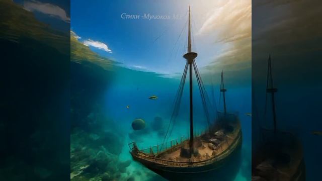 Корабль под водою океана #стихи #корабль #море #рисунки #ии #нейросеть