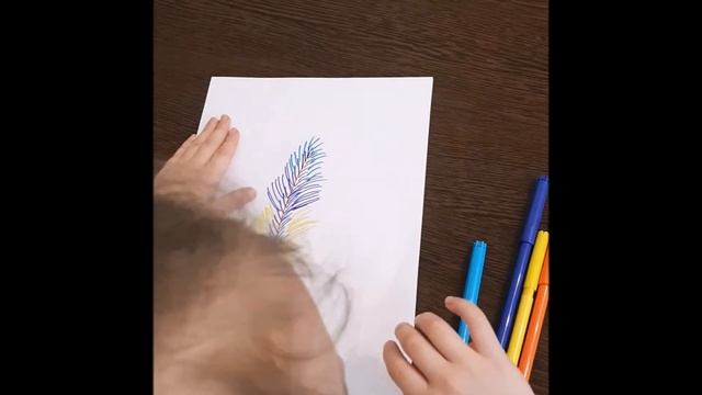 Рисуем ПЕРО ЖАР-ПТИЦЫ/Рисование для детей от 3-4 лет