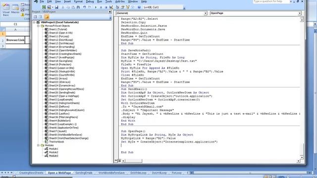 Excel VBA Tutorial 54 - How to open a Website using Excel VBA