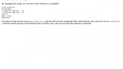 Unix & Linux: Given two background commands, terminate the remaining one when either exits