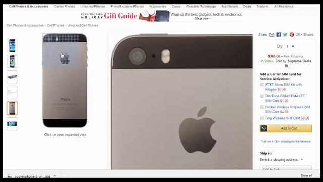 Apple iPhone 5s Unlocked Cellphone, 16 GB discount 25% - black friday sale 2016