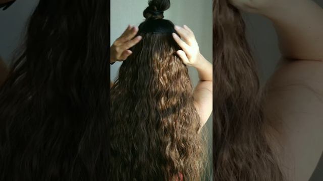Silkstrip волосы на заколках волнистые каштановые 60 см